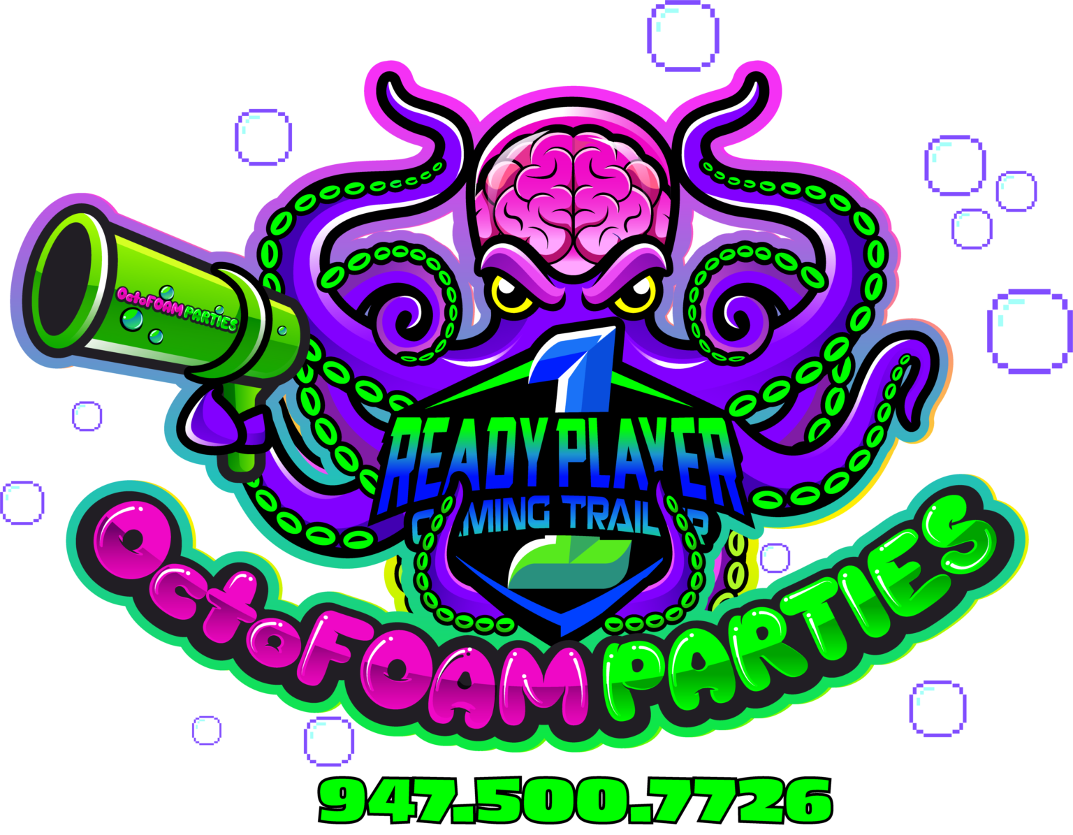 OctoFOAM PARTIES RP1 (Final) NB 150dpi A logo for the ready player one party.